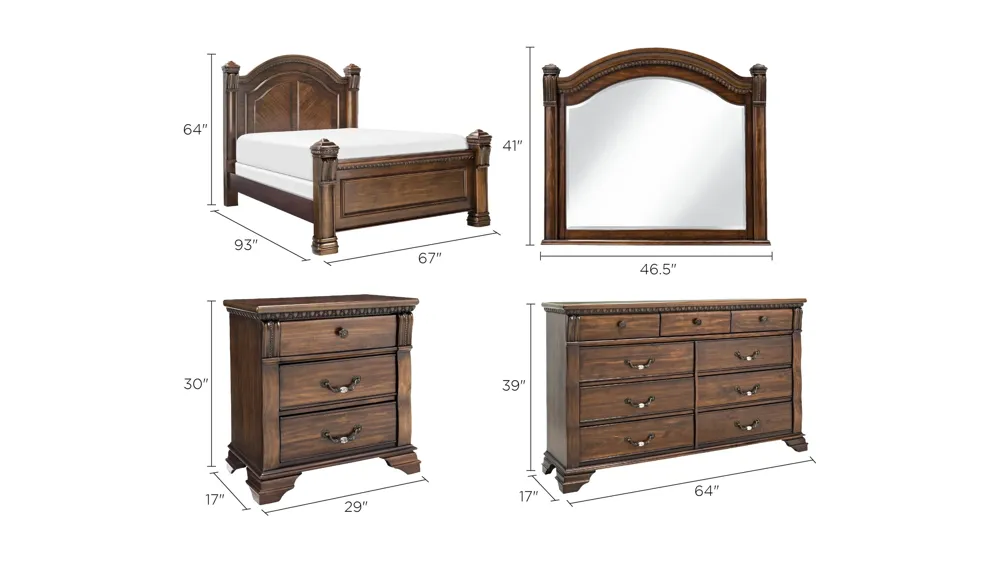 Mariana 4-pc. Bedroom Set Dimensions