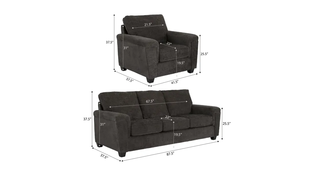 Elora Living Room Set Dimensions