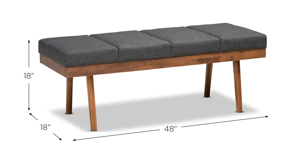 Larisa Fabric Upholstered Wood Bench Dimensions