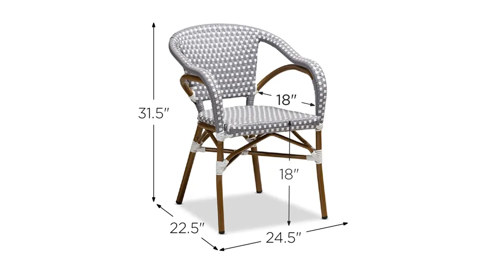 Eliane Outdoor Bistro Dining Chair Dimensions