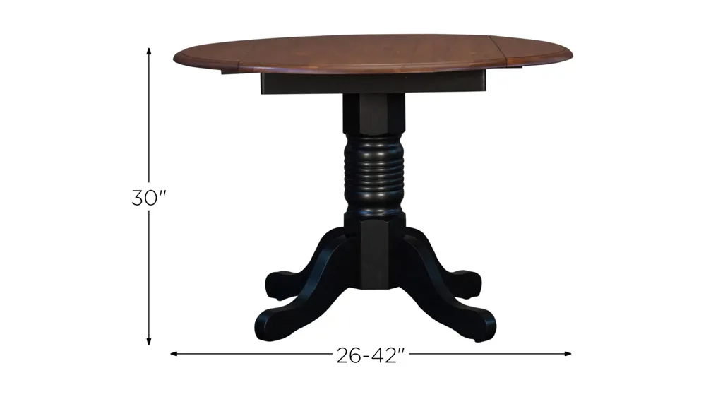 British Isles Round Drop-Leaf Dining Table Dimensions