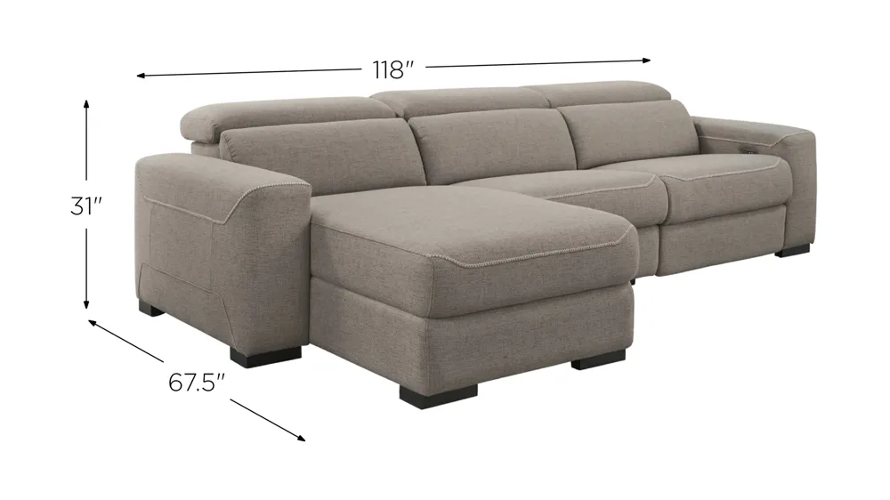 Mabton 3-pc. Power Reclining Sectional Dimensions