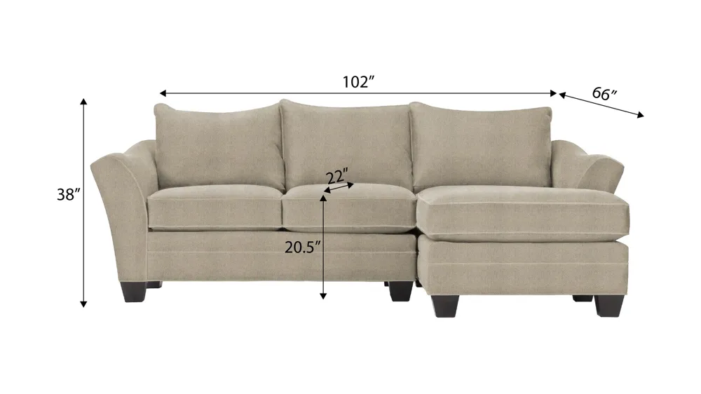 Foresthill 2-pc. Right Hand Chaise Sectional Sofa Dimensions