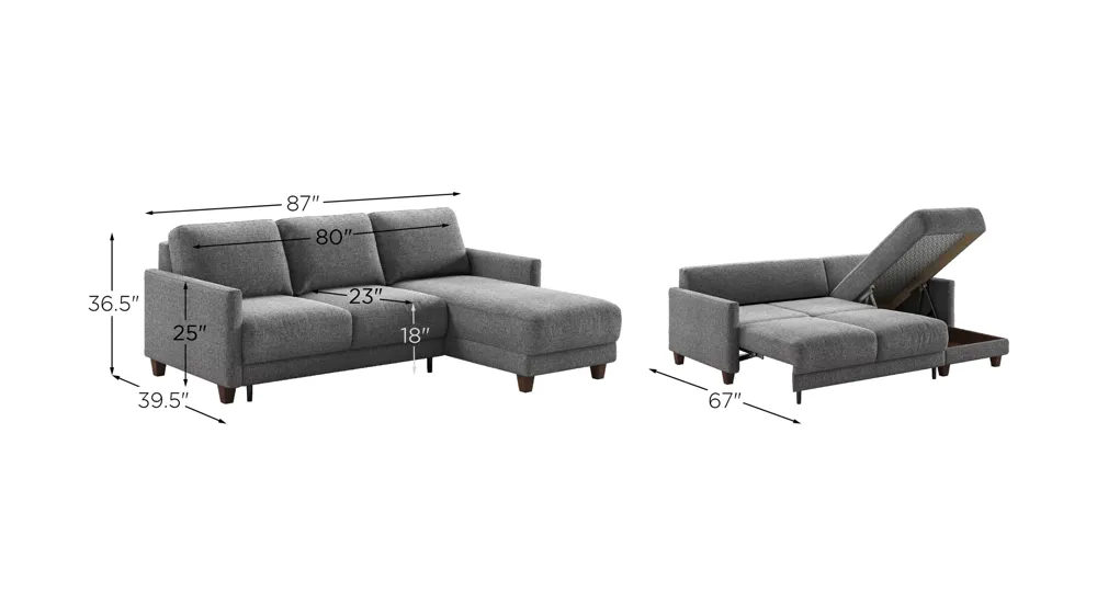 Martta Full XL Reversible Sectional Sleeper Dimensions