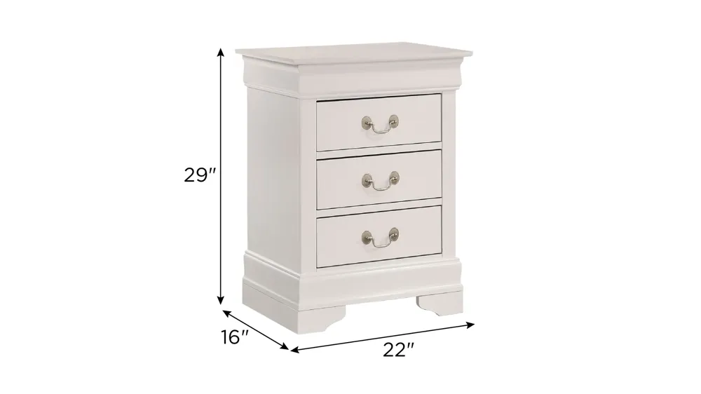 Rossie 3-Drawer Nightstand Dimensions