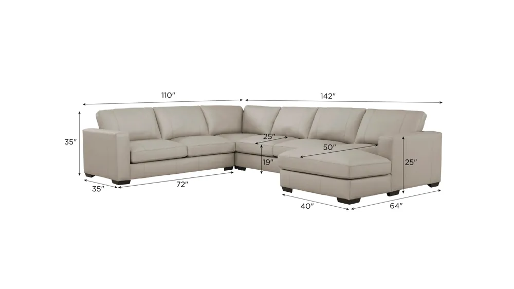 Oaklynn Leather 4-pc. Sectional Dimensions