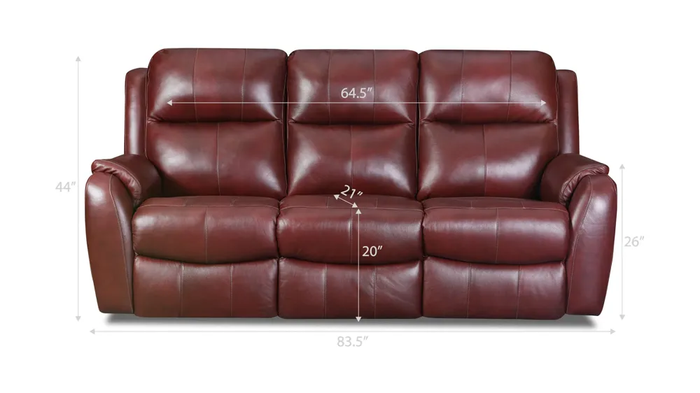 Stevens Reclining Leather Sofa Dimensions