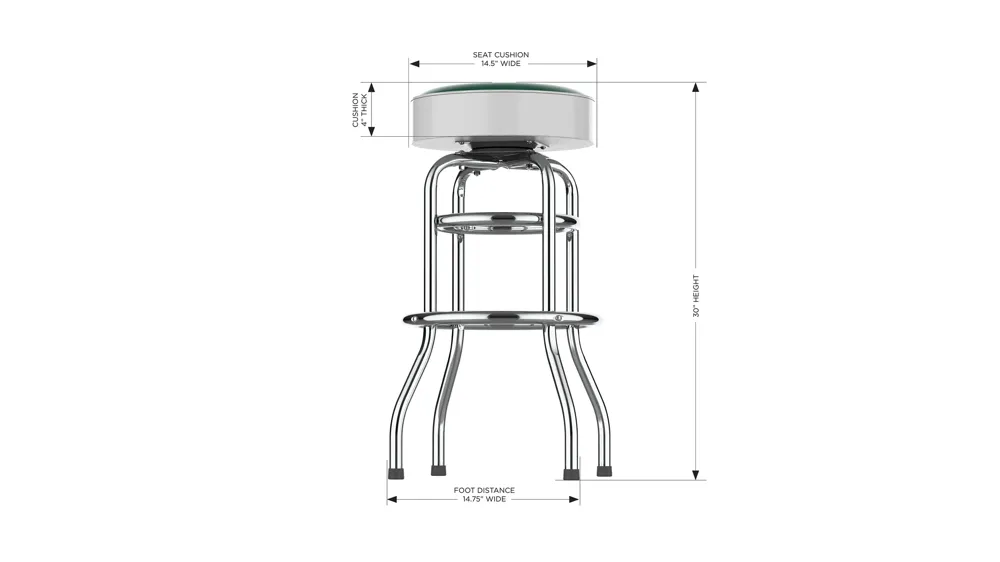 NCAA Backless Swivel Bar Stool Dimensions
