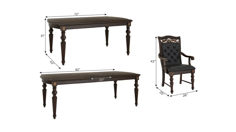 Vanderbilt 7-pc. Dining Set Dimensions