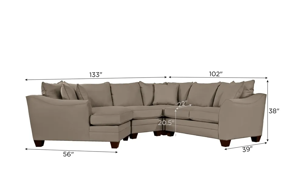 Foresthill 4-pc. Left Hand Cuddler Sectional Sofa Dimensions