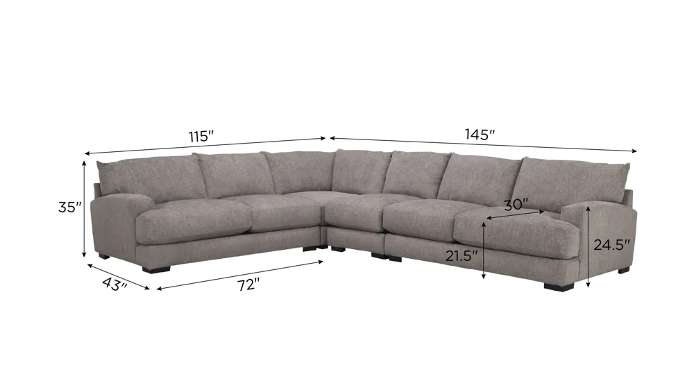 Carter 4-pc. Sectional Dimensions