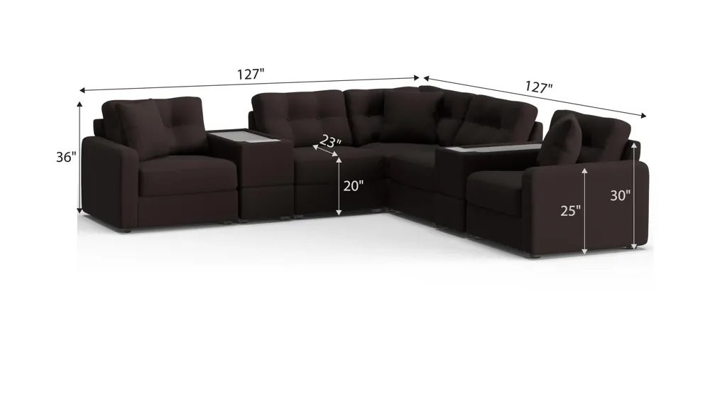 ModularOne 7-pc. Sectional w/Two PowerConsole Dimensions