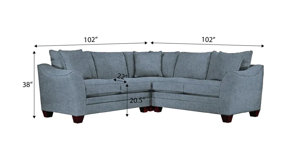 Foresthill 3-pc. Symmetrical Loveseat Sectional Sofa Dimensions