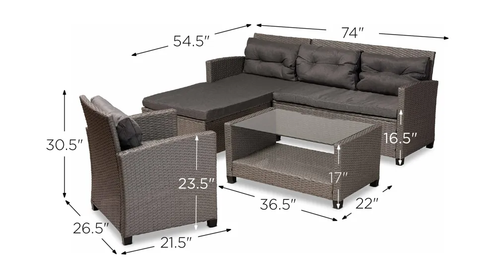 Darian 4-pc. Outdoor Patio Set Dimensions