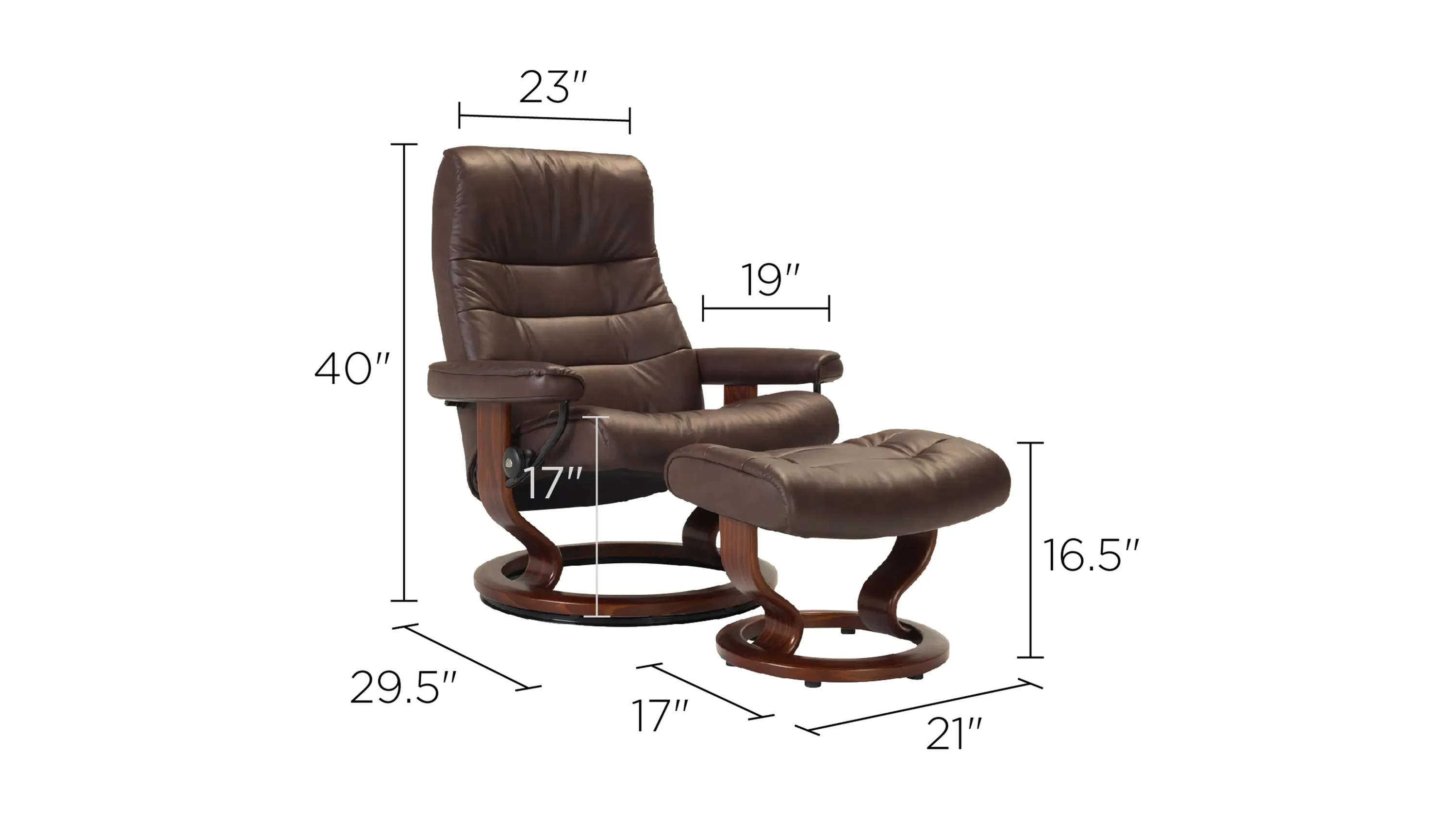 Stressless Opal Large Leather Reclining Chair and Ottoman