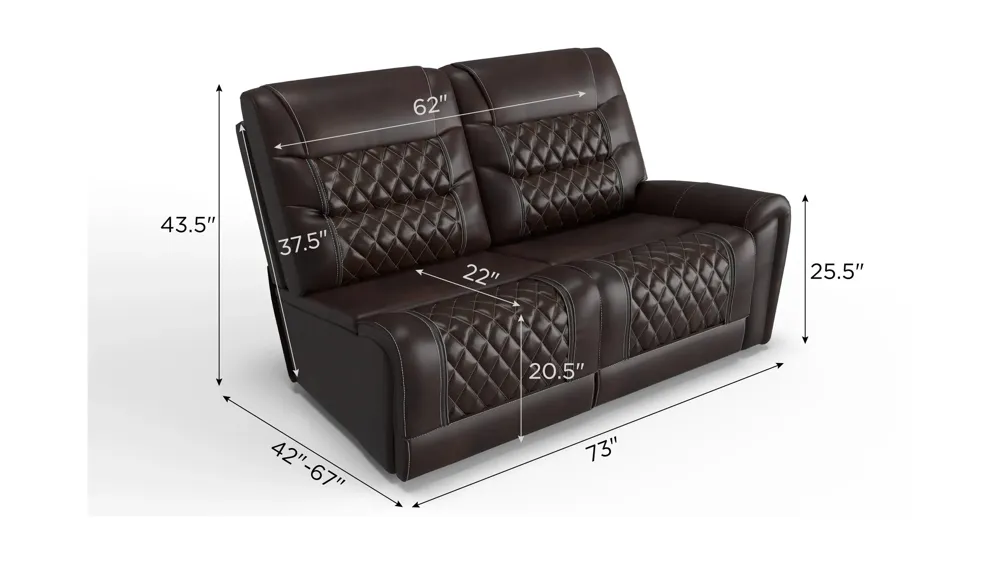 Corrigan Right Arm Facing Reclining Loveseat Dimensions