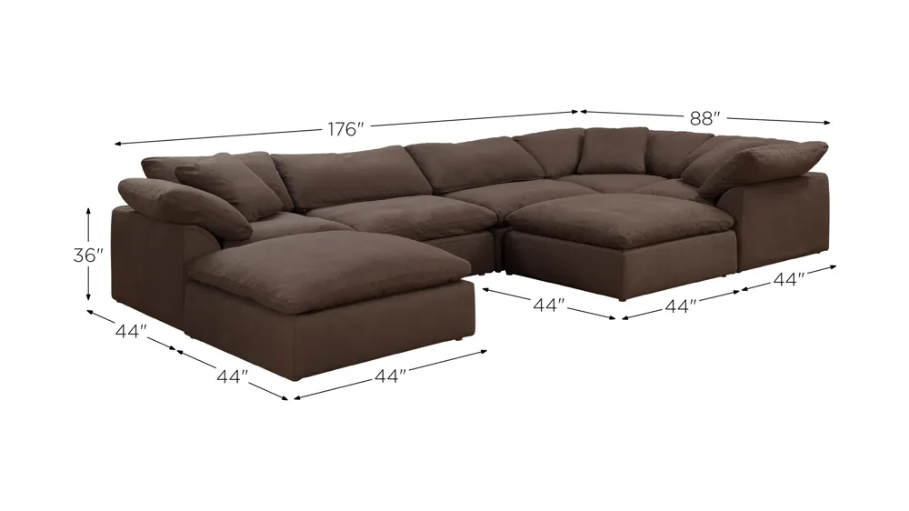 Puff Slipcover 7-pc. Sectional Dimensions