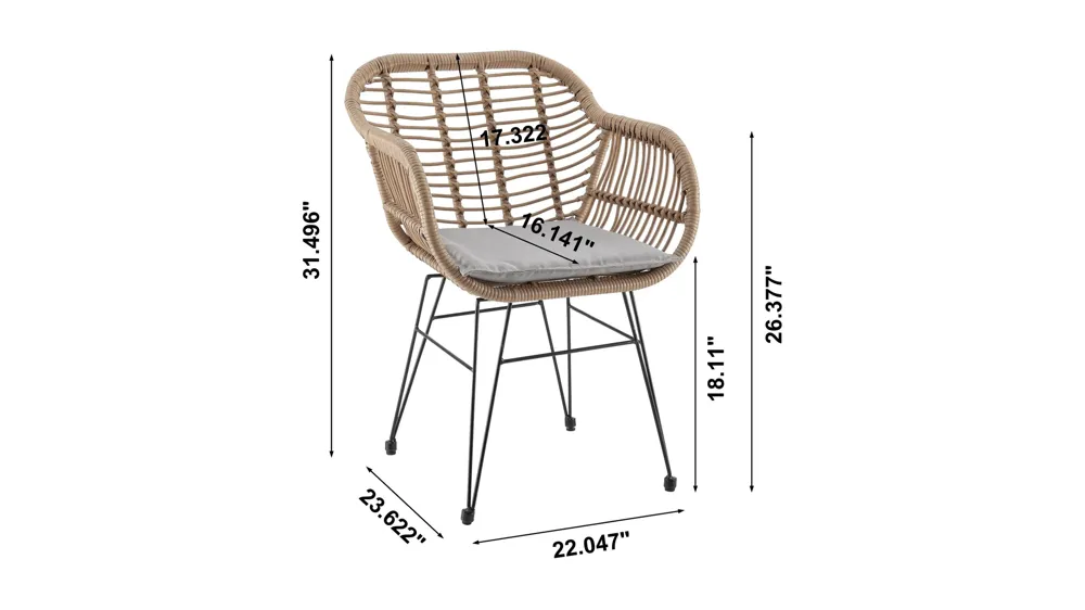 Antibes 1.0 3 Pc Outdoor Patio Set Dimensions