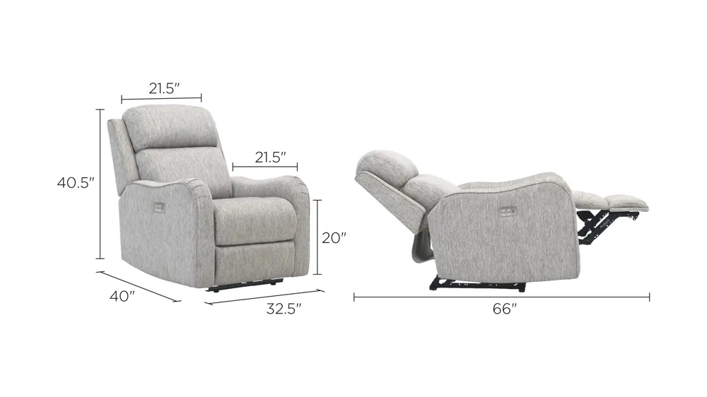 Waverly Power Recliner w/Power Headrest Dimensions