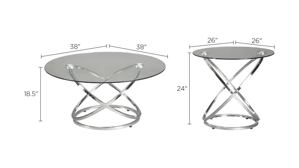 Wadeville 3-pc. Table Set Dimensions