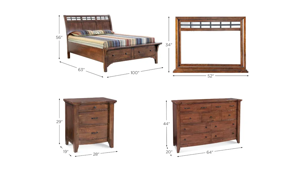 Whistler 4-pc. Bedroom Set Dimensions