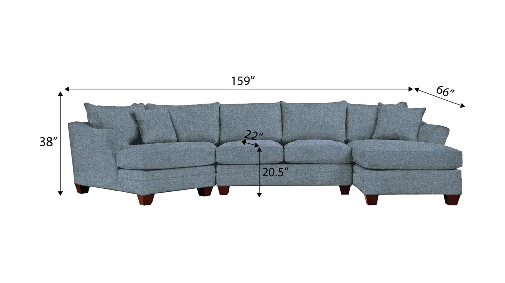Foresthill 3-pc. Right Hand Facing Sectional Sofa Dimensions