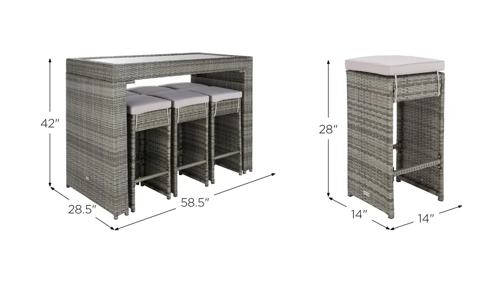Bryant 7-pc. Outdoor Dining Set Dimensions