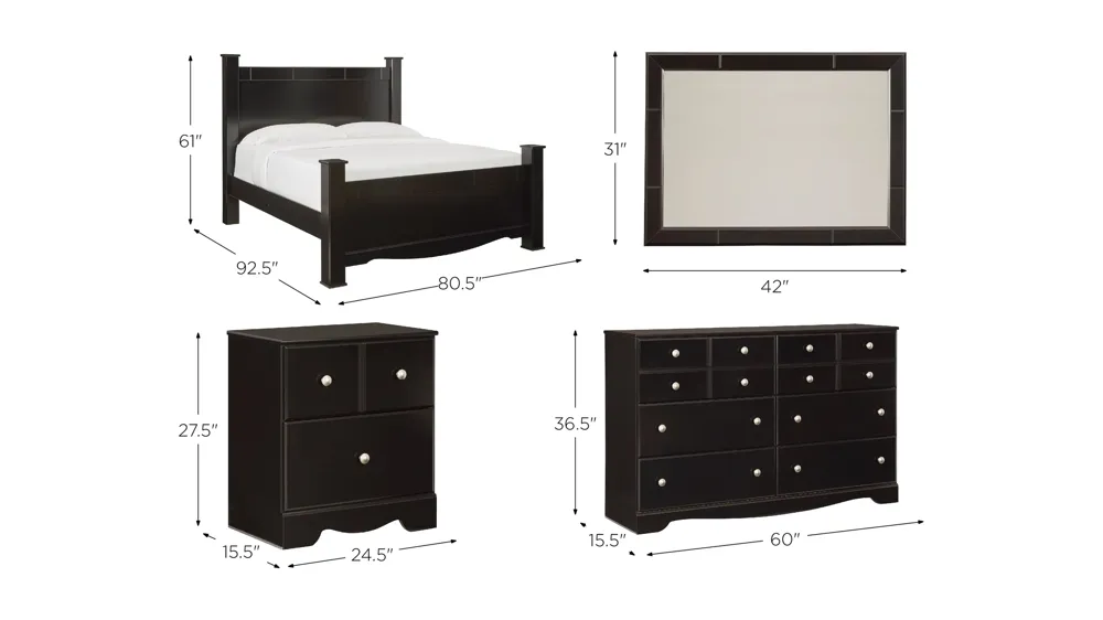 Renley 4-pc. Bedroom Set Dimensions