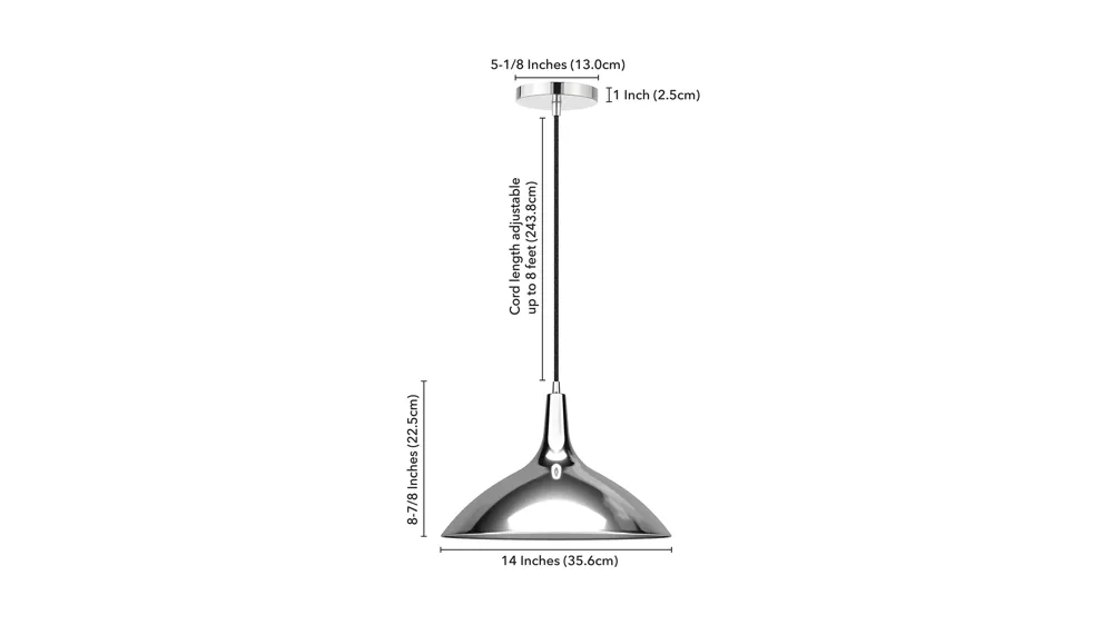 Emily Metal Pendant Dimensions