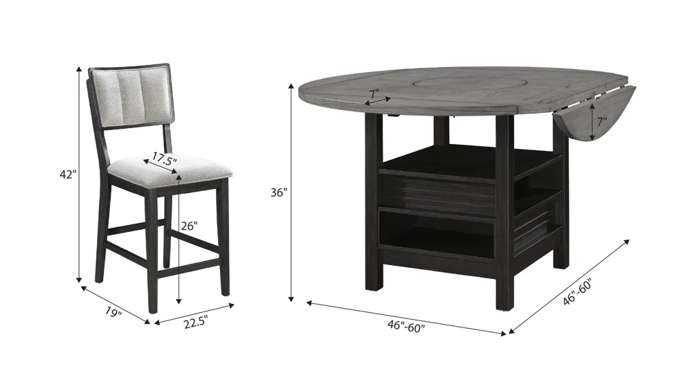 Cline 7-pc. Counter-Height Dining Set Dimensions
