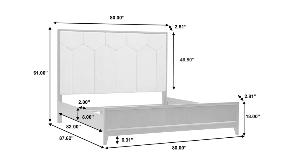 Quincy Upholstered Bed Dimensions