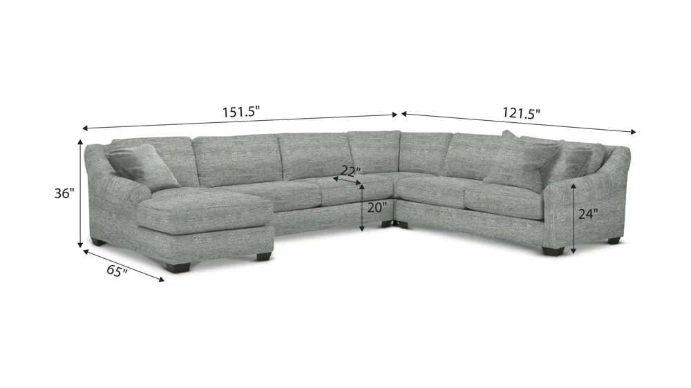Thatcher 4-pc. Sectional Dimensions
