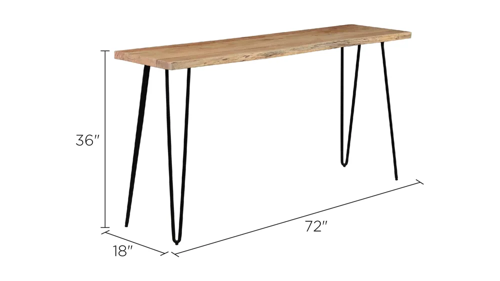 Nature's Live Edge 72" Counter-Height Table Dimensions