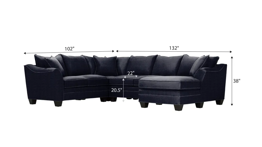 Foresthill 4-pc. Sectional w/ Right Arm Facing Chaise Dimensions