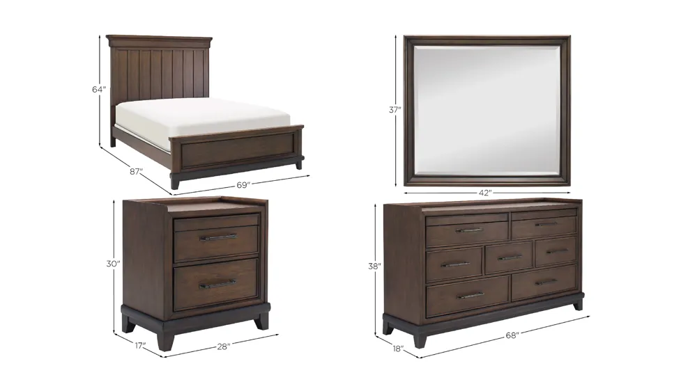 Prospect Park 4-pc. Bedroom Set Dimensions