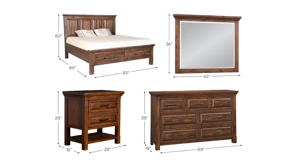 HillCrest 4-pc. Bedroom Set Dimensions