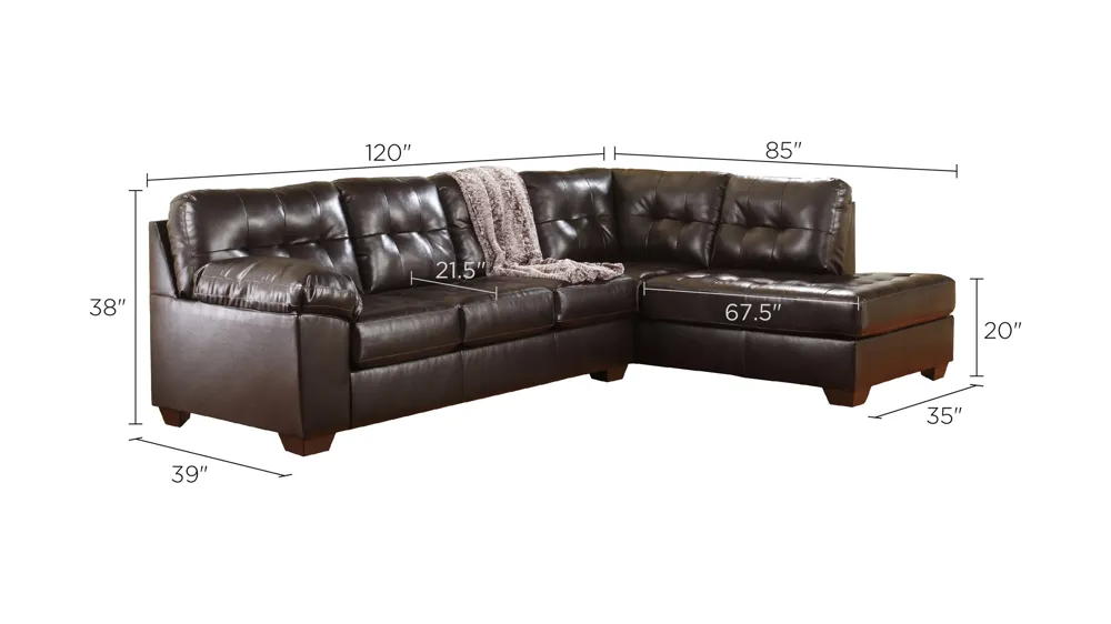 Pratt 2-pc. Sectional Sofa Dimensions