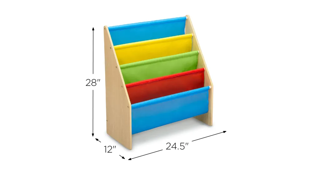 Sling Book Rack Bookshelf by Delta Children Dimensions