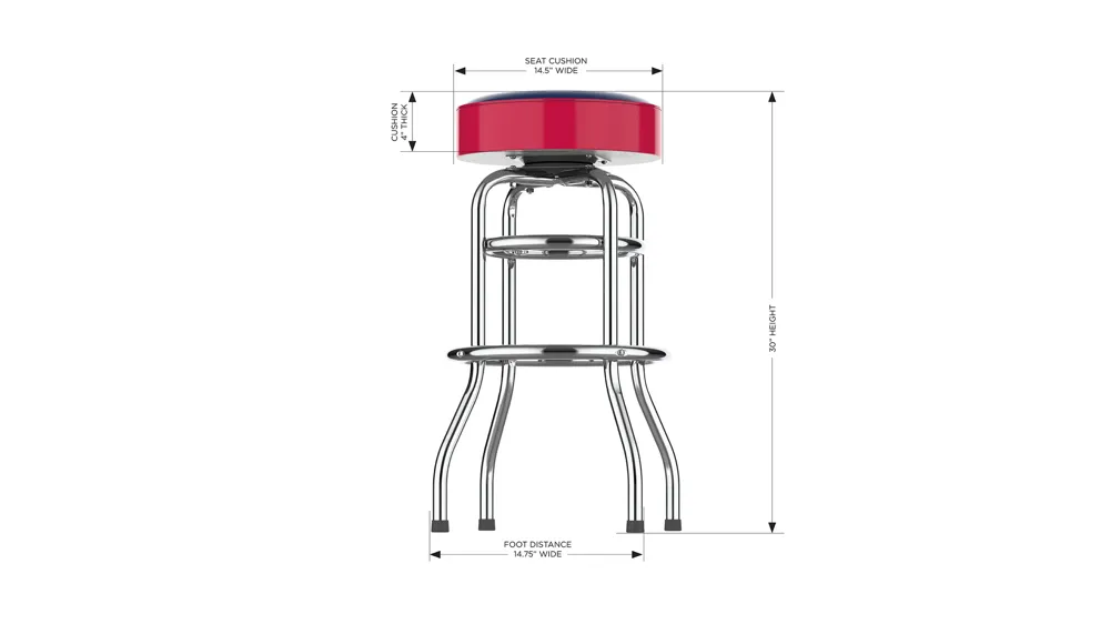 MLB Backless Swivel Bar Stool Dimensions