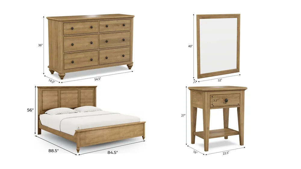 Millcroft 4-pc. Bedroom Set Dimensions