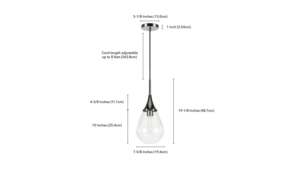 Deepa Clear Glass Pendant Dimensions