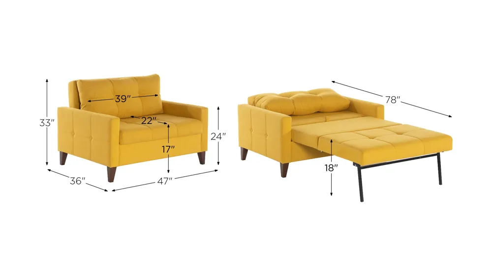 Lugano Sleeper Chair and a Half Dimensions