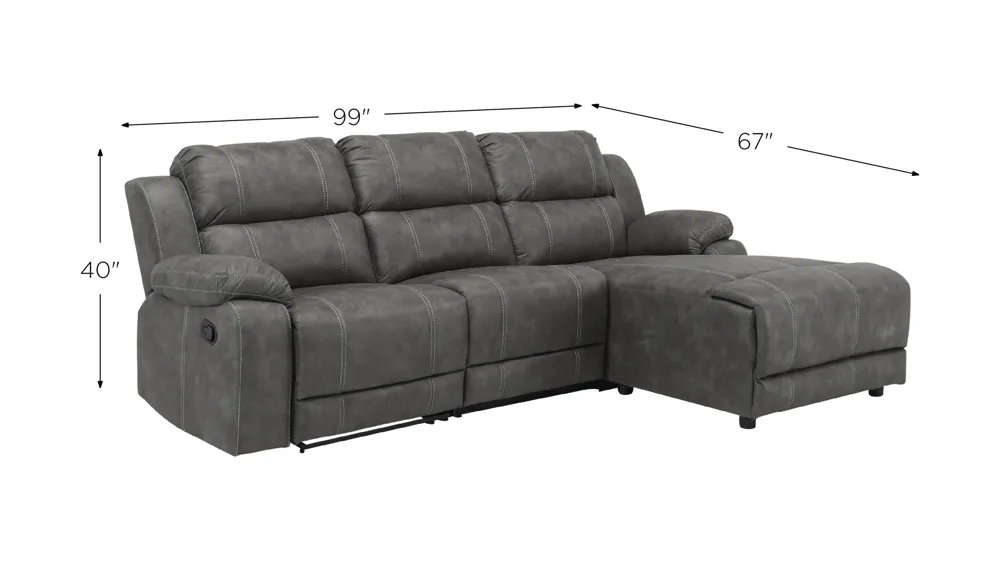Kerridon 3-pc. Reclining Sectional Dimensions