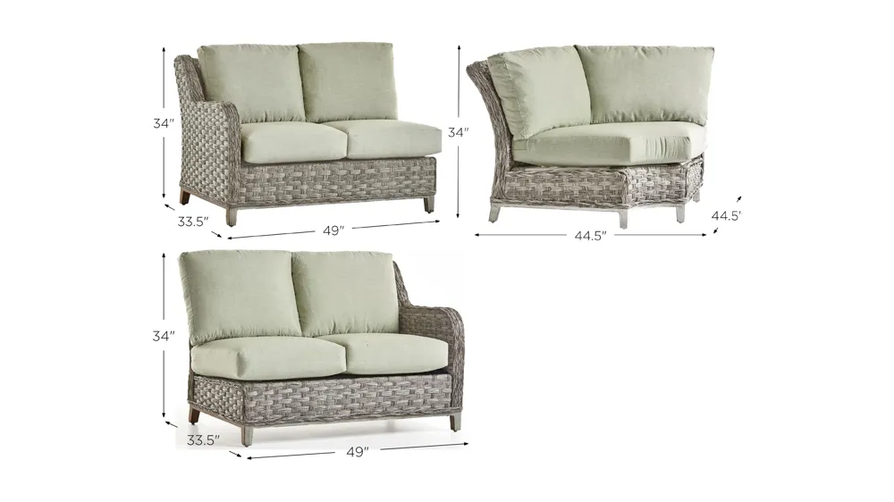 Grand Isle 3-pc. Outdoor Sectional Dimensions