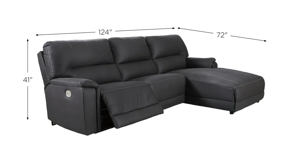 Henefer 3-Piece Power Reclining Sectional with Chaise Dimensions