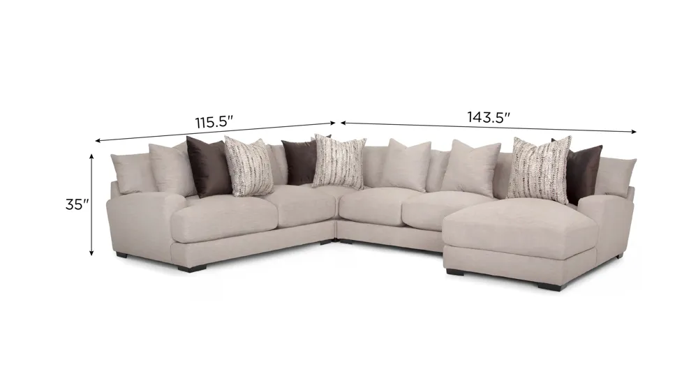 Carter 4-pc. Sectional Dimensions