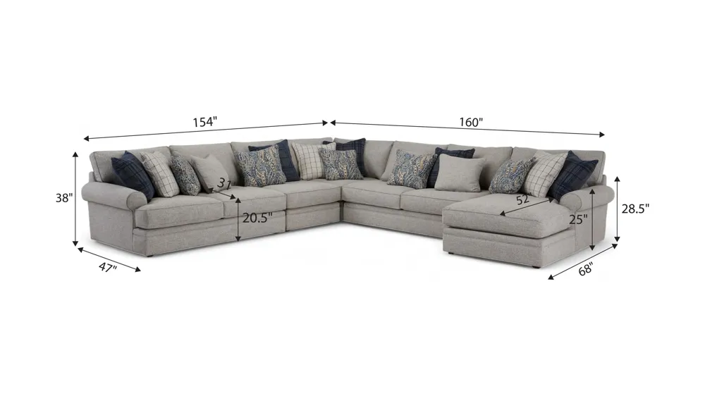 Nelson 5-pc. Sectional Dimensions