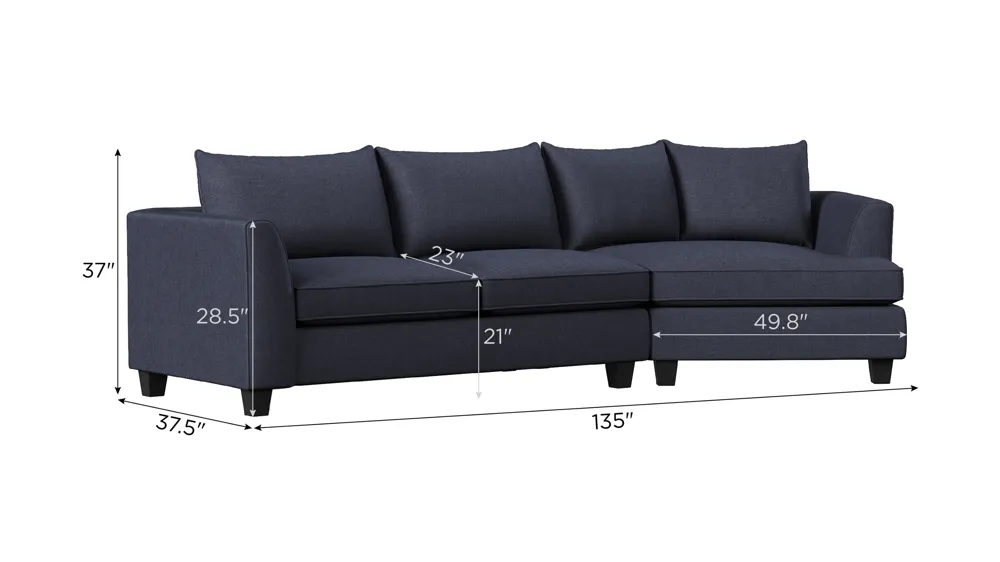 Daine 2-pc. Sectional Dimensions