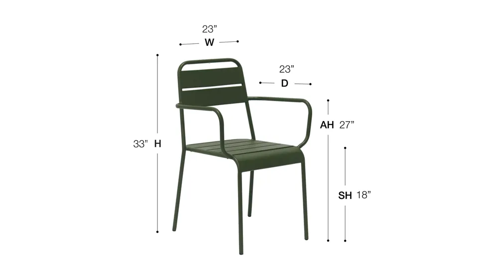 Rosco Outdoor Armchair - Set of 2 Dimensions