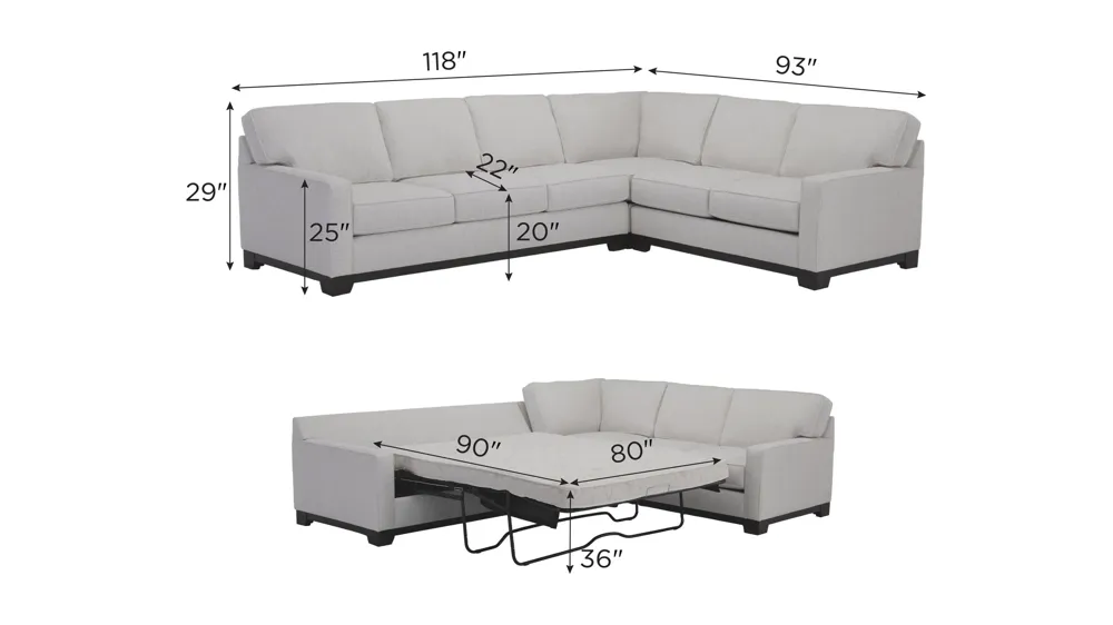 Artemis I 3-pc. Sectional Dimensions